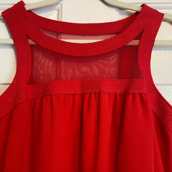 Studio M Red Blouse with sheer neckline-Size Medium - Picture 2 of 6